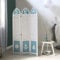 Homestyle4u 1823, Paravent Raumteiler 3 teilig Kiefer Holz Trennwand Sichtschutz Maritim Weiß Blau
