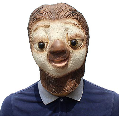 BaronHong Sloth Cosplay Halloween Kreative Realistische Latex Kopfbedeckung Vollmaske (braun, M)