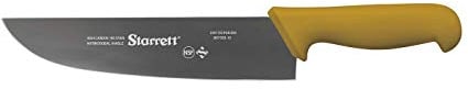 Starrett Professional Stainless Steel Chefs Kitchen Knives - Wide Straight Profile - 10-inch (250 mm) - Yellow Handle