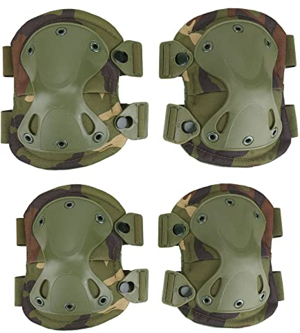 BAIGIO Taktisch Knieschoner Ellenbogenschützer Militär Protektoren Set Knieschützer für CS Paintball Jagd Airsoft (Grün)