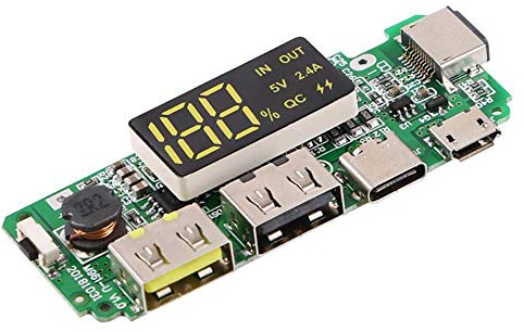 iHaospace Dual USB 5V 2.4A Micro/Type-C USB Mobile Power Bank 18650 Battery Charging Module with LED Display DIY Battery Charger Board Circuit Protection