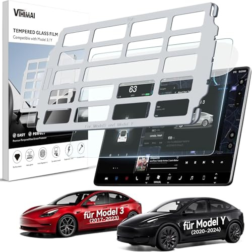 VIHIMAI Schutzfolie Kompatibel mit Tesla Model 3 (2017–2023) & Model Y (2020–2024) für Navi Display, 15 Zoll 【Matt 】 Installationsschablone – 9H Härte Folie, Antiglare, Anti-Fingerabdruck Blasenfreie