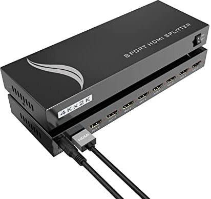 4K HDMI Splitter 1 in 8 Out+4K HDMI Kabel, Yinker HDMI Verteiler 1x8 4K@30Hz Nur Duplizieren Splitter 8 Port für Xbox360 PS4 PS3 Roku