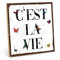 TypeStoff Holzschild mit Spruch – C'est la Vie – im Vintage-Look mit Zitat als Geschenk und Dekoration zum Thema So ist das Leben - HS-00961
