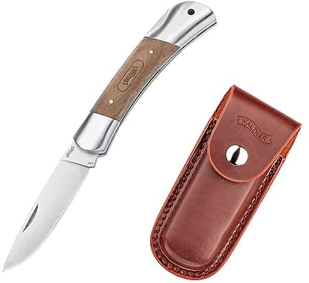 Walther Unisex – Erwachsene Classic Clip Messer, Walnussholz, 2