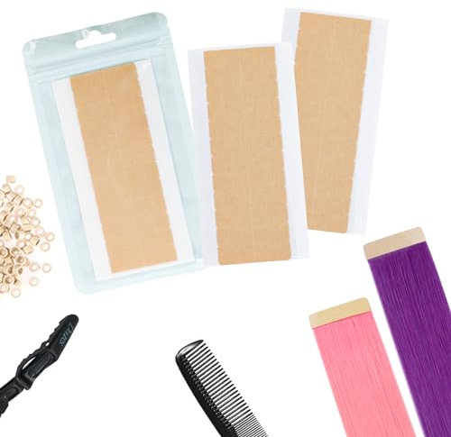 DOORES Cinta de Extensión de Pelo Cintas Adhesivas de Doble Cara Para Extensiones de Cabello, 24 Piezas(4 x 1 cm)