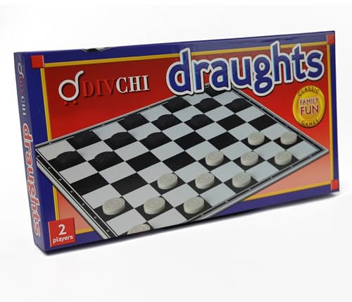DIVCHI Draughts Board Game | 14 Foldable Draughts Set | Checkers & Draughts Game | Traditional Games | For Children And Adults