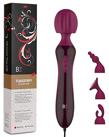NEU - „FLAGGSCHIFF 3.1“ - starker MAGIC WAND Massagestab für Frauen in lila - inkl. 3 AUFSÄTZE aus PREMIUM SILIKON - Deutscher Händler