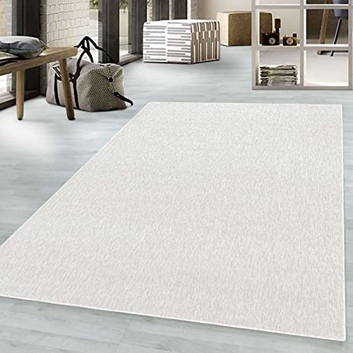 Taracarpet Kurzflor-Teppich Flachgewebe Schlingenteppich meliert Pflegeleicht für Wohnzimmer Schlafzimmer und Kinderzimmer Creme 080x150 cm