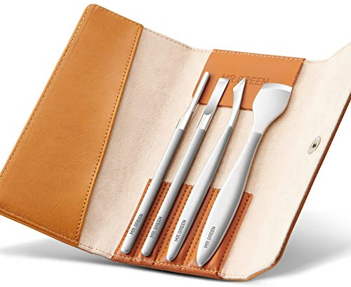 MR.GREEN 4 Pezzi Set di Coltelli per Pedicure Professionali in Acciaio Inox Unghia Incarnita Coltello per Pedicure Rimozione del Callo Raschietto per Pelle Morta