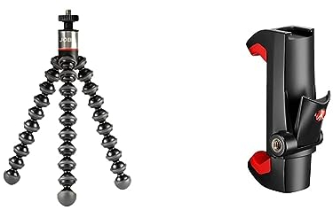 JOBY GorillaPod 325, Mini Treppiede Flessibile con Testa a Sfera Integrata per Fotocamere Compatte e 360°, Portata Max 325 g, JB01505-BWW & Manfrotto MCPIXI - Attacco Universale per Smartphone