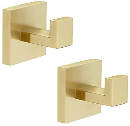 Hallyware 2 Pack SUS304 Stainless Steel Bathroom Heavy Duty Towel Hook Hanger Coat Hook Robe Hook for Wall Mounted,Brushed Gold
