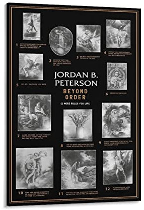 QINGYUAN Jordan Petersons 12 Rules For Life Motivierende inspirierende Zitate Poster Wandkunst Poster Geschenke Schlafzimmer Heimdekoration Bild Leinwand Gemälde Poster 40 x 60 cm