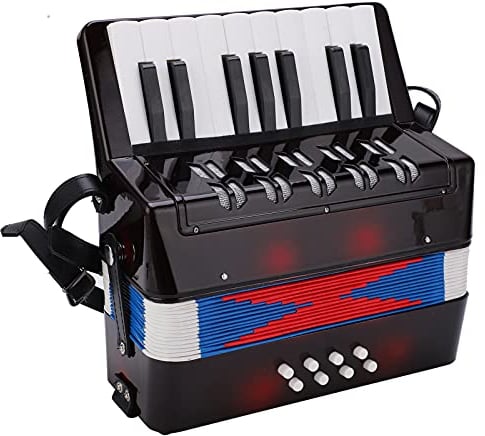 Accordion Black Rhythm Training Spring Instrument 17 Key 8 Bass Musical Piano Keyboard Toy for Children Gifts