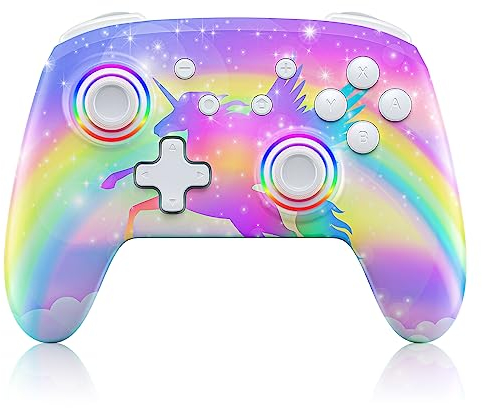 NexiGo Controller für Switch/Switch Lite, Extra für Nintendo_Switch Controller, Bluetooth mit Vibration, Bewegung, Turbo und LED-Licht (Violet Unicorn)