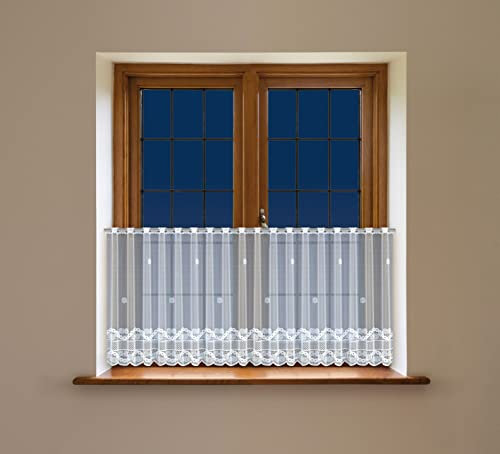 Weiße Scheibengardinen aus Jacquard (HxB) (80x125 cm) Halbtransparent Stoff