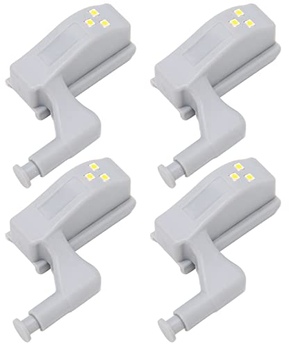 10pcs Scharnierlicht Scharnier LED Licht Kleiderschrank Beleuchtung Hohe Lichthelligkeit Schrankscharnier Lampe mit 3 LED Lampenperlen für Schrankbeleuchtung (Warmes Licht + Batterie)