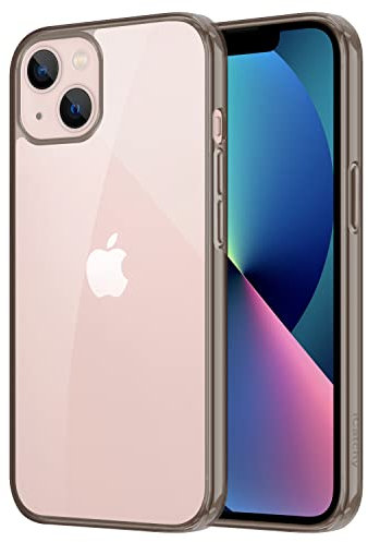 iCatchy for iPhone 13 Case 6.1-Inch, Shockproof Bumper Phone Cover, Anti-Yellowing Shock-Absorbent Clear Back Compatible with iPhone 13 (Black)