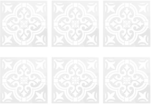 6 StüCk DIY Malerei 30X30Cm Vintage Blumen Schablonen Vorlage für Fliesen Wand Boden MöBel Malerei Dekorativ