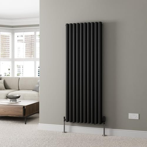 DuraTherm® 1600 x 600mm Black Vertical Designer Radiator Double Column Oval Tube Modern Central Heating Panel Bathroom Radiators