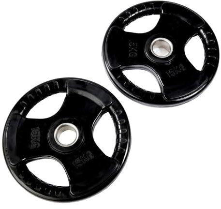 Equipped Gym - Olympic Tri Grip Weight Plate Set 1.25kg - 25kg. 2 Cast Iron And Rubber Coated Weights For Weight Lifting Gym Equipment For Home & Commercial Use For Both Men And Women (2x 20kg)