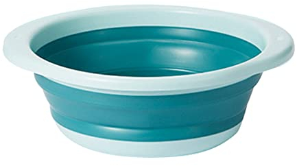 Lavabo Pliable Bassine Retractable Bol à Vaisselle Rond Moyen Multifonctionnel Portable Peu Encombrant pour Laver Légumes Vaisselle Vêtement Économiser de l'espace (Bleu+blanc)