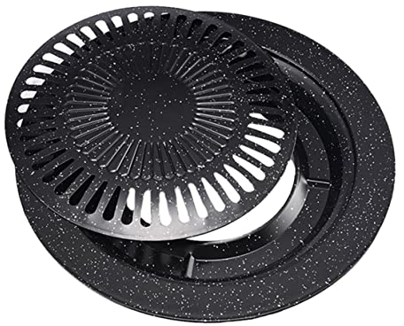 Happyyami Portable Gas Stove Iron Baking Pan Oven Baking Pan Table Top Grill Stove Grill Non Stick Grill Pan Raclette Grill Grilling Pan Round Bakeware Bbq Grill Outdoor Stove Tabletop Grill