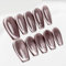 Sun&Beam Nails Handmade Press-on Medium Long Coffin Ballerina Grey Magnet Solid Color glossy Design Fashion False Nail Tips 10 Pcs Set (#087 M)