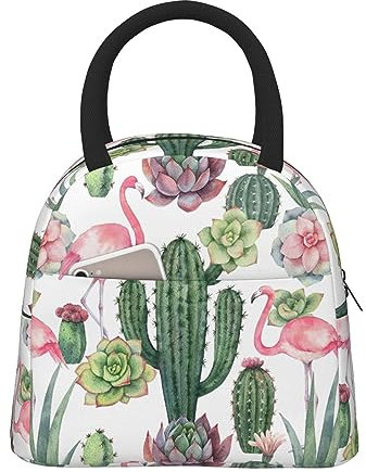 Pinke Flamingo-Sukkulenten-Lunchbox für Erwachsene, Männer, Frauen, auslaufsichere Kühltasche für Arbeit, Büro, Reisen, Picknick