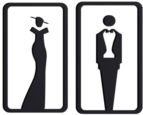CuiCanfla Cartel baño Hombre Mujer, Repujado Cartel baño Puerta, señales Adhesivas, 2 Piezas Baño Mujeres y Hombres