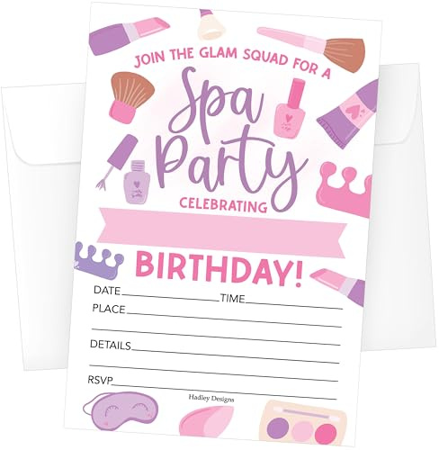 Hadley Designs Invitation Spa pour fête d'enfants
