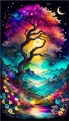 Woplagyreat Diamond Painting Erwachsene Diamant Bilder Dimondpaintin Blumen 5d Landschaft Diamanten Crystal Art Rahmen 70x40 Groß Deko Wohnzimmer Wanddeko Schlafzimmer Pflanzen Aesthetic Fantasiebaum