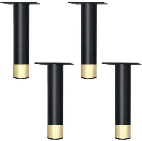SZLXJMFL Lot De 4 Pieds De Meubles Noir Pied De Table Ronds Socles Pieds Meuble Cuisine TV Commode Fauteuil Pieds Métal Pieds pour Meuble De Salle De Bain Plans de Travail Pieds | 10-21cm (15cm,Noir)