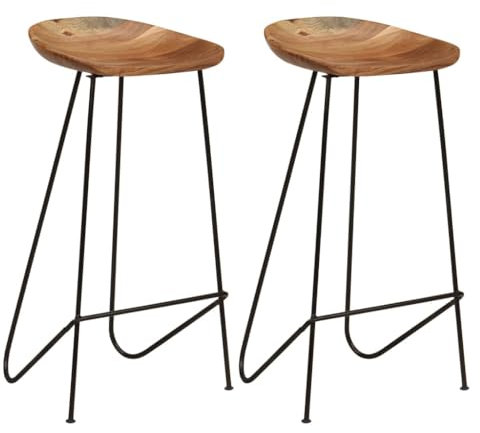 DIGBYS Barhocker, 2 Stück, massives Akazienholz