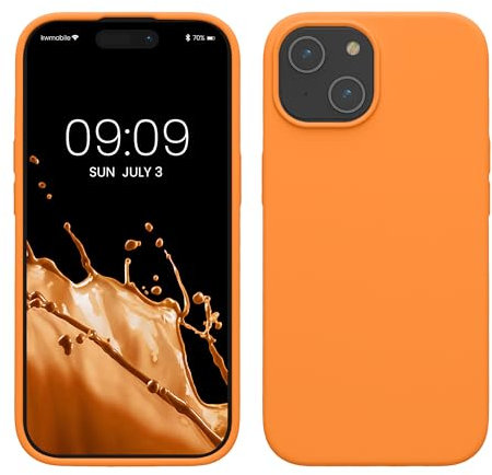 kwmobile Case for iPhone 15 Case - Soft TPU Silicone Cover - Fruity Orange