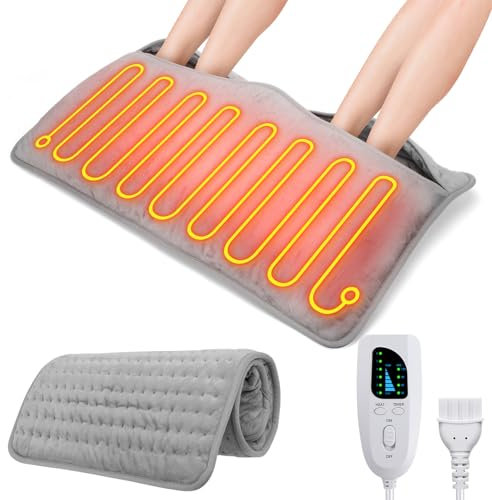 Anpress Chauffe-Pieds Electrique, 2 en 1 Chauffe Pieds et Coussin Chauffant électrique, Extinction Automatique, 6 Niveaux de Température, Chauffant Rapide pour les Pieds,le Dos et Tout le Corps