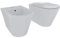 Set Di Sanitari Filomuro Coppia Vaso WC E Bidet Design Moderno Ovale In Ceramica Con Copriwater Chiusura Soft Close Rallentata Con Sgancio Rapido Colore Bianco Lucido