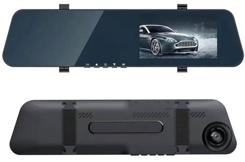 DaMohony Rearview Mirror Dash Cam, 4. 3Inch Mirror Dual Dash Cam Rear View Camera, 1080P Front and 720P Mirror Dash Cam with G- sensor Wide Angle Parking Assistance
