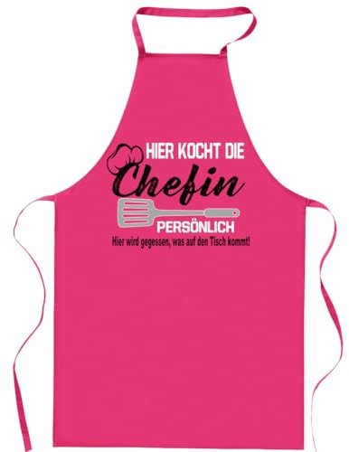 Blickfang Lustige Küchenschürze für Frauen| HIER KOCHT DIE CHEFIN | Kochschürze, Latzschürze, Grillschürze, Partyschürze | Geschnek, Geburtstag, Schurz (Pink)