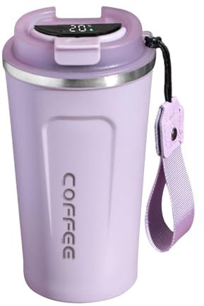 mart - Taza térmica programable, taza de viaje digital, recargable, elegante taza de acero inoxidable, mantiene las bebidas a temperatura ideal, portátil y duradera para uso diario