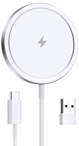 AXFEE Magnetic Wireless Charger, 15W Fast Charge Wireless Charger, Charger Pad Compatible with i-Phone 16 Pro Max/16 Pro/16 Plus/15/14/13/12 Series/AirPods 3/2, White