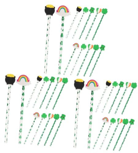 DIYEAH 3 Sätze Irisches Fest Mit Bleistift Stempelstifte Für Schulsachen Color Pencils Druckbleistift Mechanische Stifte Gummis Stift Zeichnen Hochwertige Holzstifte 12 Stück * 3