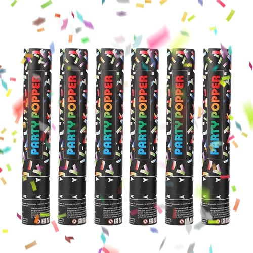 HOVCEH 6 Pcs Confetti Cannons Biodegradable, 30cm Large Confetti Cannons, Coloured Party Poppers, Confetti Poppers, Large Party Poppers ConfettiCannons, Great For Birthdays, Parties And Weddings