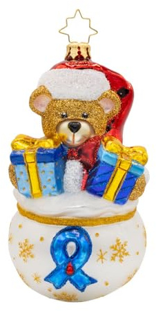 Christopher Radko Hand-Crafted European Glass Christmas Tree Decorative Ornament, Teddy Bear of Hope