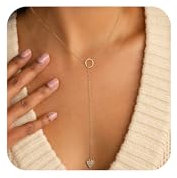 VIROMY Heart Necklace for Women 14K Gold Plated Heart Pendant Necklace Dainty Slip Chain Trendy Gold Jewellery for Women