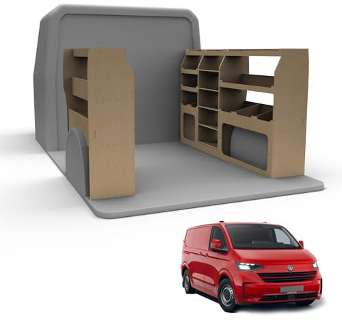 Van Racking fits VW Transporter (SWB (L1) Wheelbase) Plywood Easy Self Assemble Tool Storage Shelving - Fitting Fixtures Included - (Both Sides)
