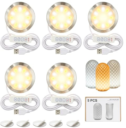 BambooSegD 5 Stück LED Lampen-Set 001 für Bambu Lab LED Lamp Kit 001, LED Licht Kit für 3D-Drucker Lampen, LED Lampe kompatibel mit Bambulab P2S/P1P/X1C, 5V USB LED-Beleuchtungsset für Makerworld