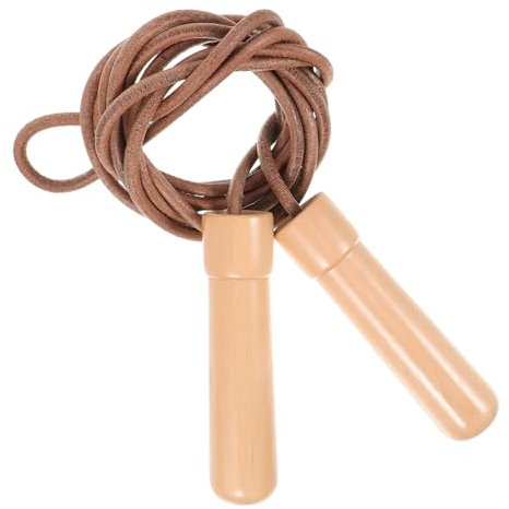 Toyvian cuerda para saltar con mango de madera largo cuerda de salto de ejercicios mangos Saltar cuerdas para hacer ejercicio cuerda de salto para cuerda de fitness cuero Marrón