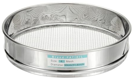 PATIKIL 4 Mesh(5mm) Lab Sieve, 11.8(30cm) Diameter,Wire Cloth | 304 Stainless Steel Fine Mesh Sieve for Industrial Laboratory Home Soil Sifter