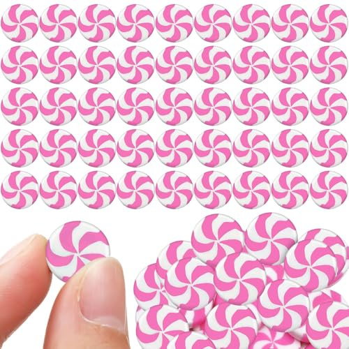 DIELIANHUA 60 Stück Mini Bonbon Deko Weihnachten aus Polymer-Ton, Künstliche Süßigkeiten Dekos, Weihnachtsdeko Candy, Mini Weihnachts Deko, 1.1 x 1.1 cm, für Weihnachtsbaum und DIY-Bastelarbeiten